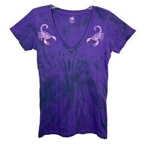 SCORPIONS Purple and Navy V Neck T Shirt